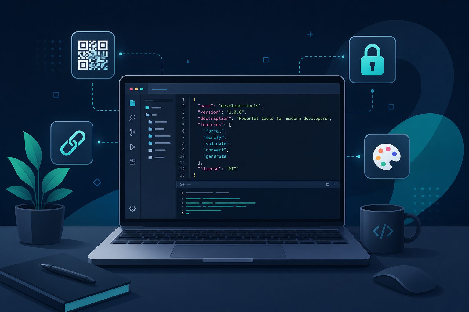 Free online developer tools workspace illustration